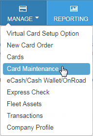 Select Card Maintenance