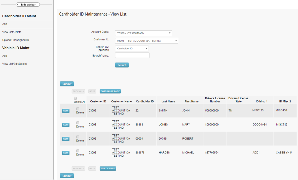 Perform Cardholder ID Maintenance Amazon Carrier Resource Center