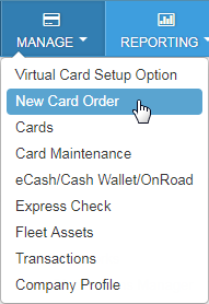 Manage New Card Order
